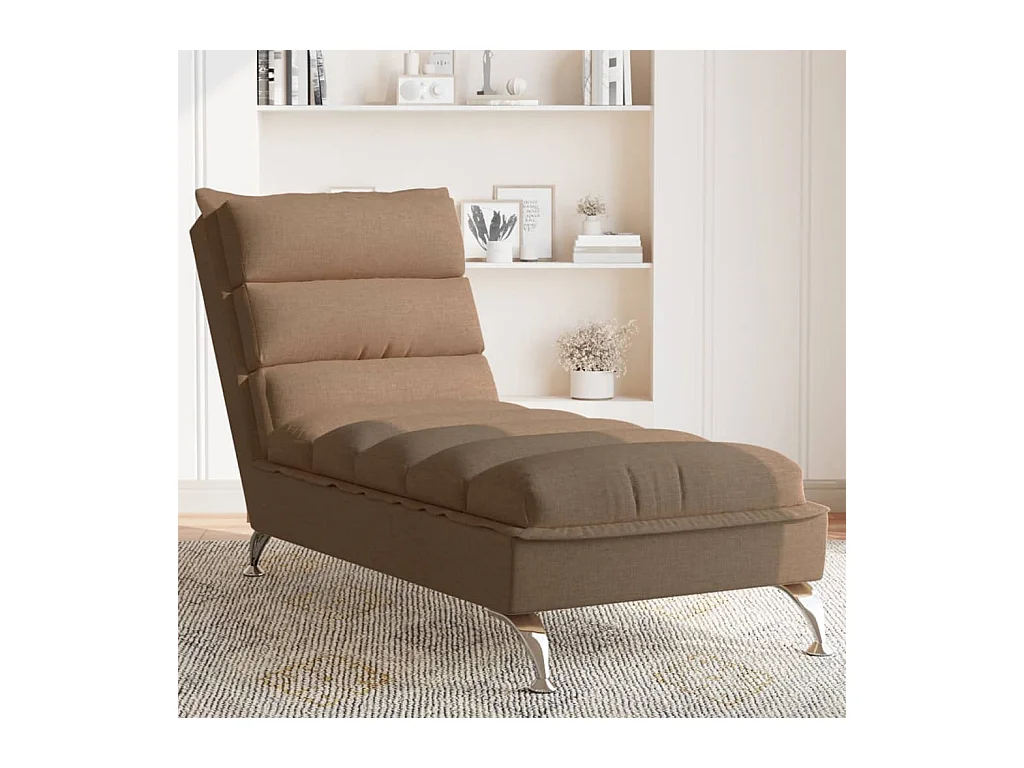 Chaise longue avec coussins marron tissu