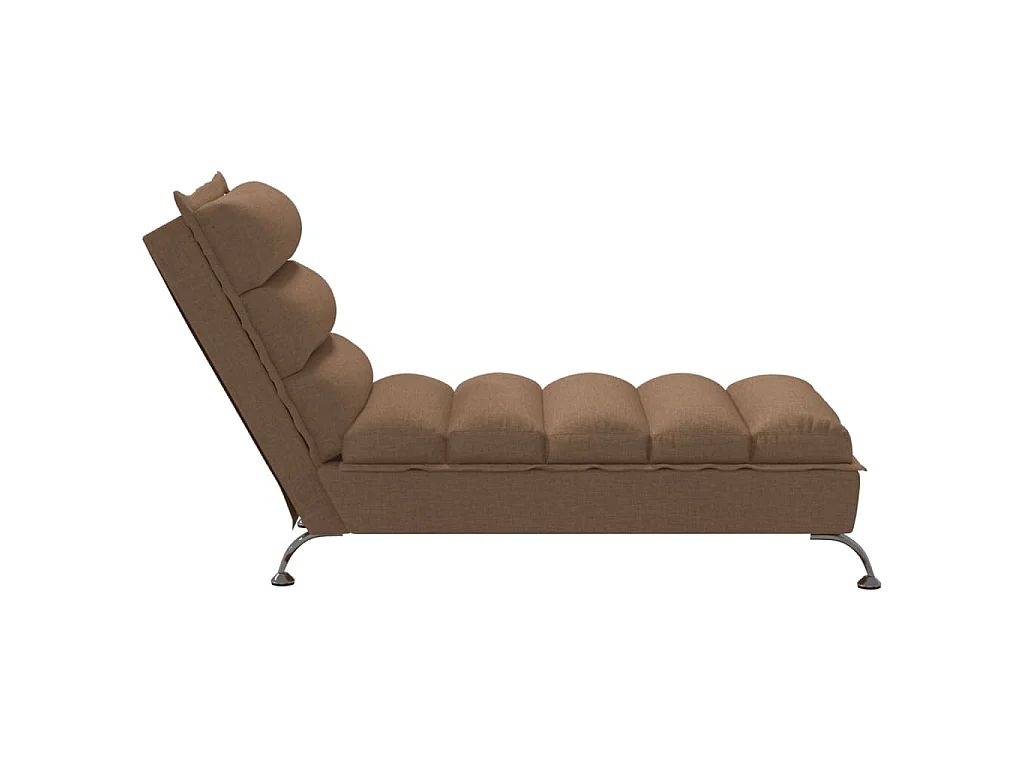 Chaise longue met kussens stof bruin