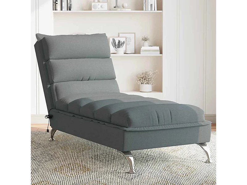 Massage chaise longue met kussens stof donkergrijs