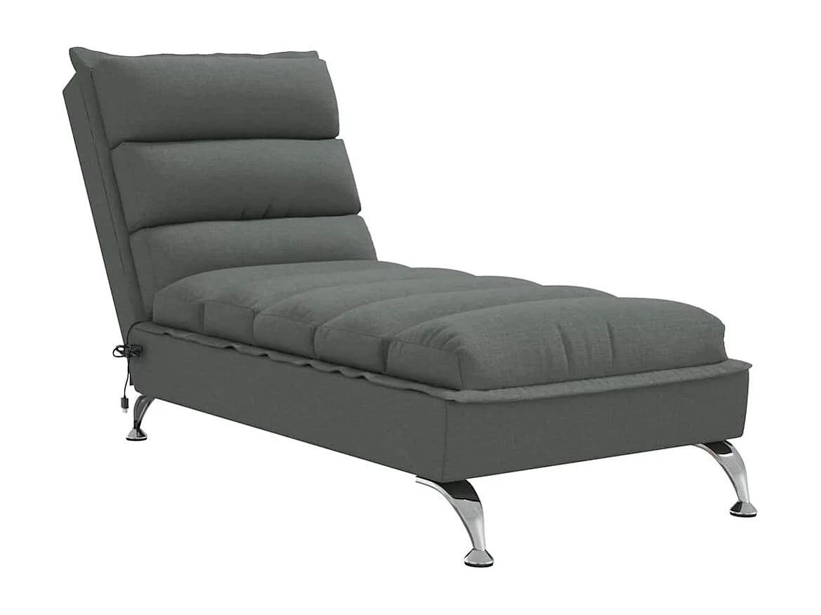Chaise lounge de massagem com almofadões tecido cinzento-escuro