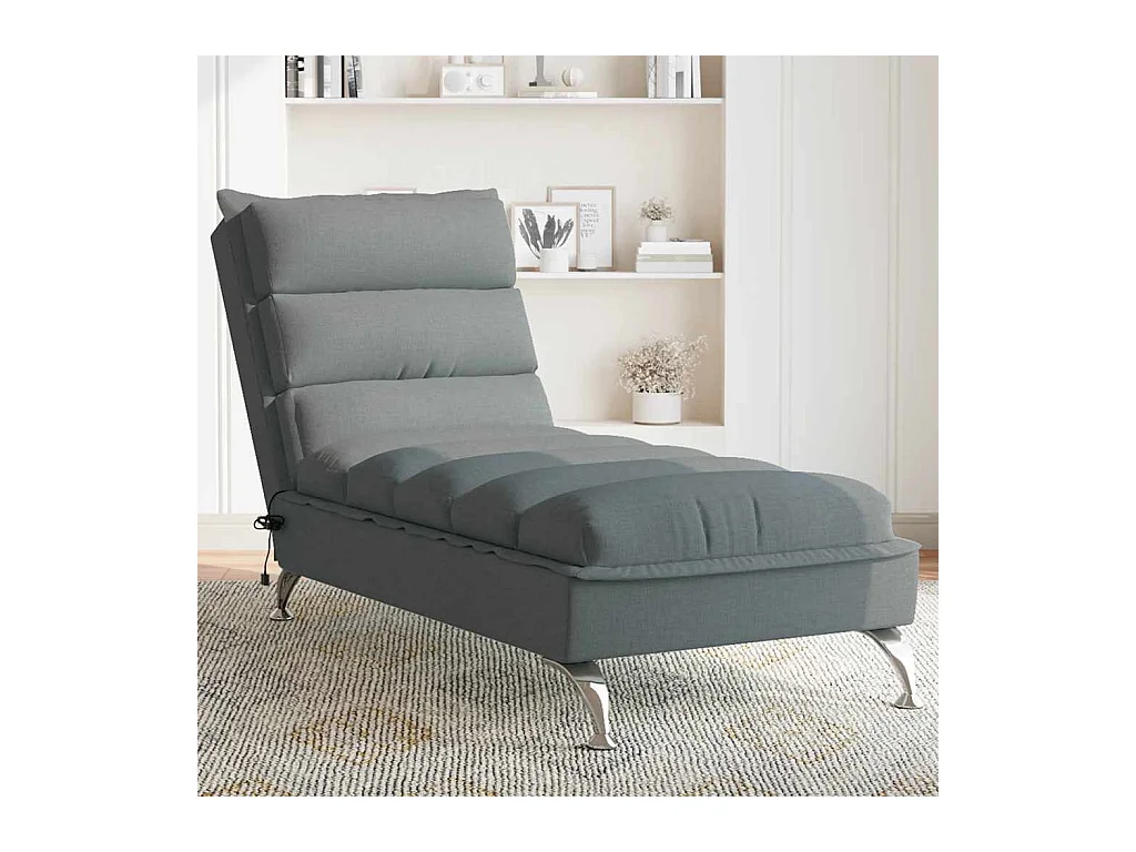 Chaise longue de massage avec coussins gris foncé tissu