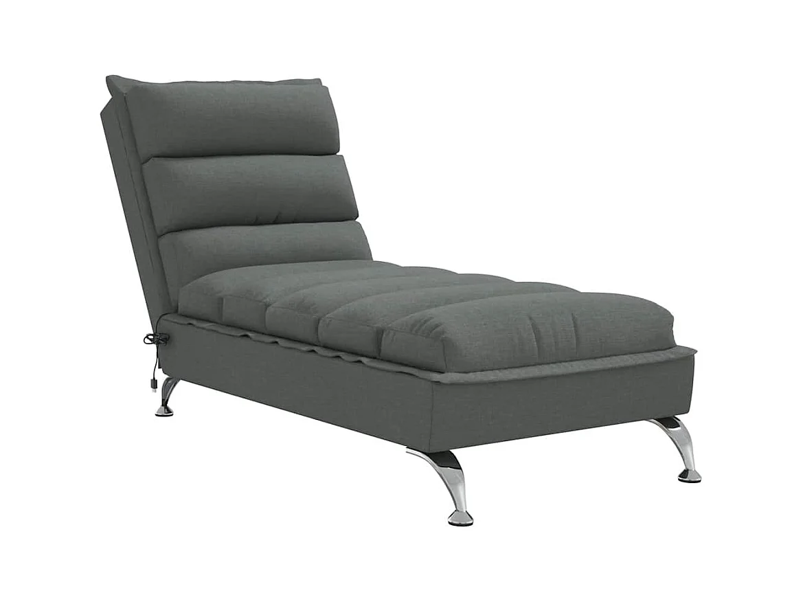 Chaise longue de massage avec coussins gris foncé tissu