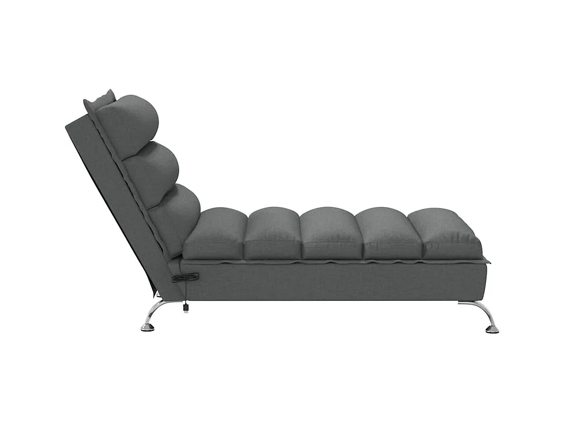 Chaise longue de massage avec coussins gris foncé tissu
