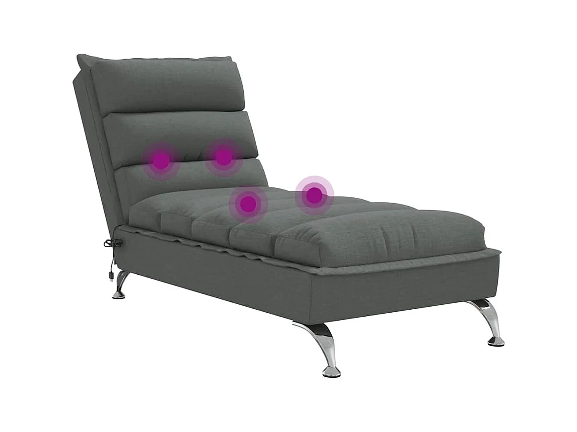 Chaise longue de massage avec coussins gris foncé tissu