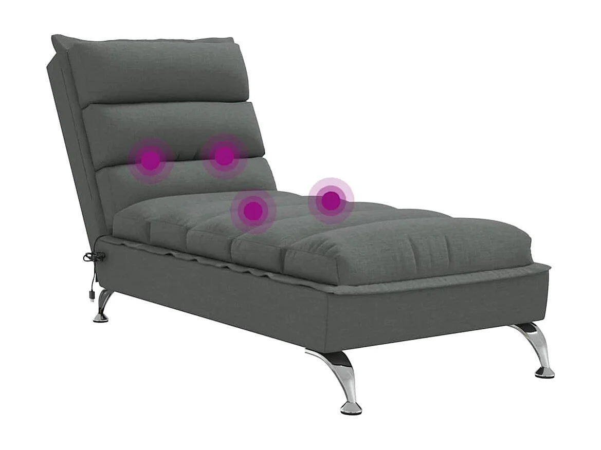 Chaise longue de massage avec coussins gris foncé tissu