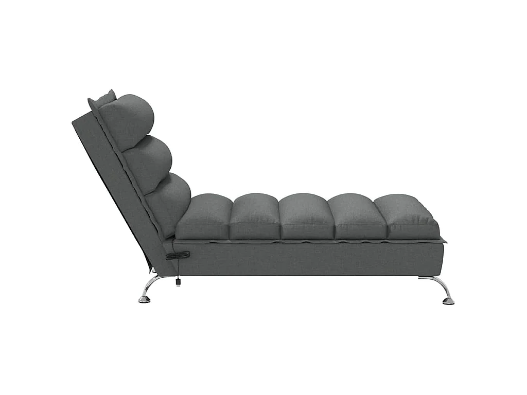 Chaise longue de massage avec coussins gris foncé tissu