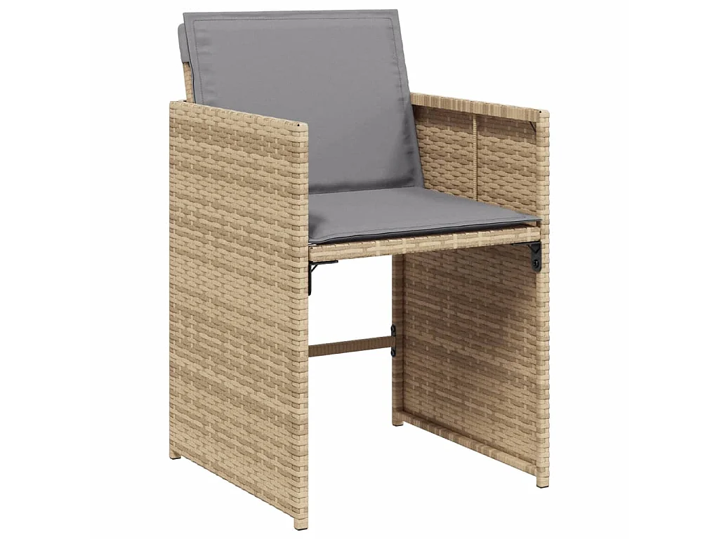 Ensemble à manger de jardin coussins 5 pcs mélange beige rotin