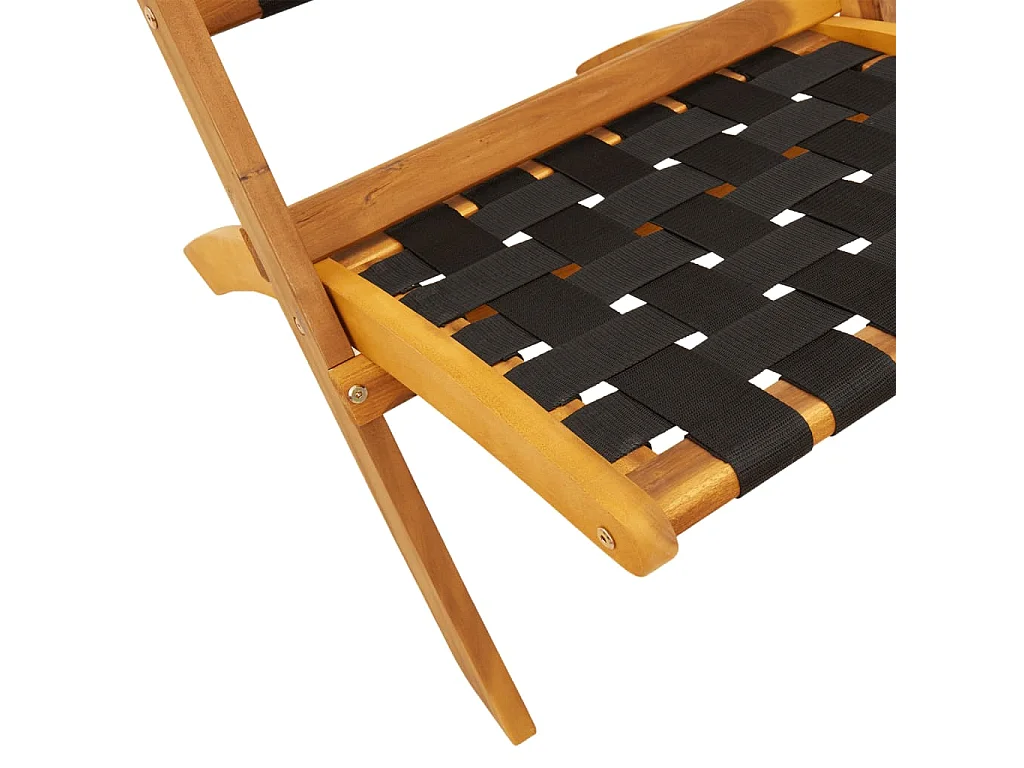 Chaises pliables de jardin lot de 2 avec table noir bois massif
