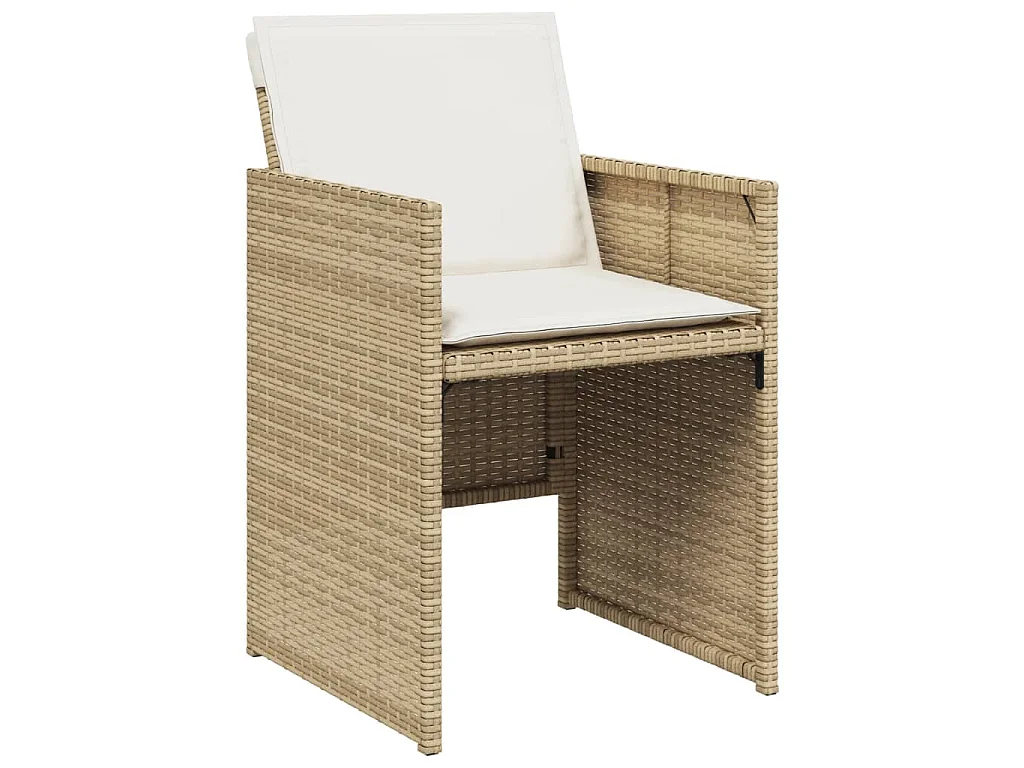 Ensemble à manger de jardin et coussins 11 pcs beige poly rotin