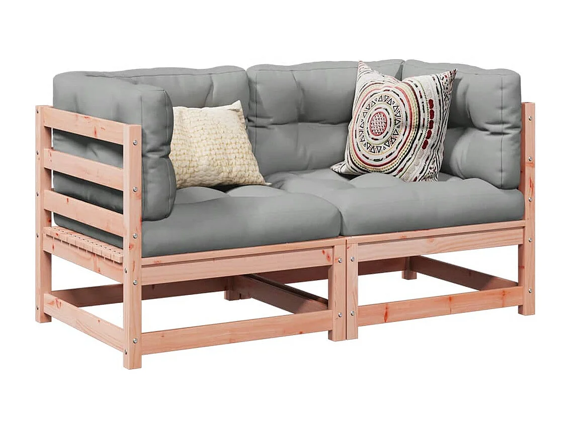 Salon de jardin 2 pcs et coussins bois massif sapin de douglas