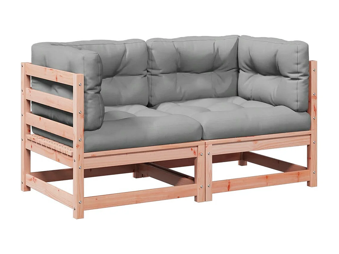 Salon de jardin 2 pcs et coussins bois massif sapin de douglas