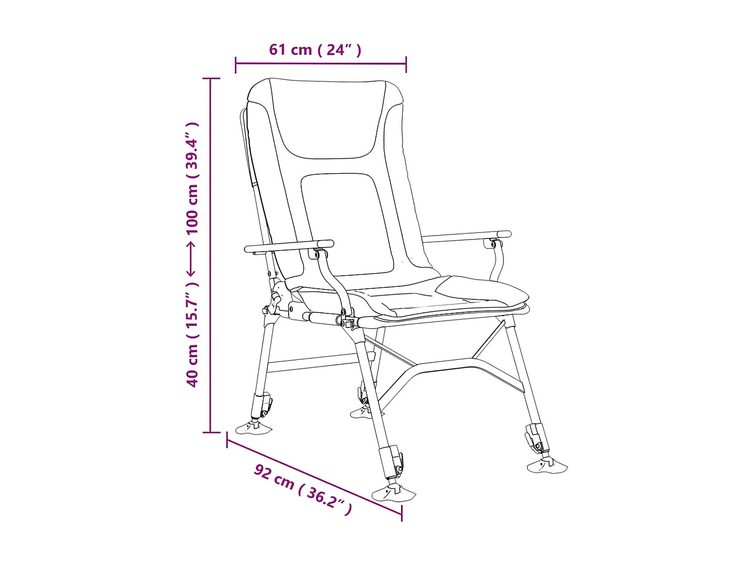 Chaise de pêche avec accoudoir pliable taupe