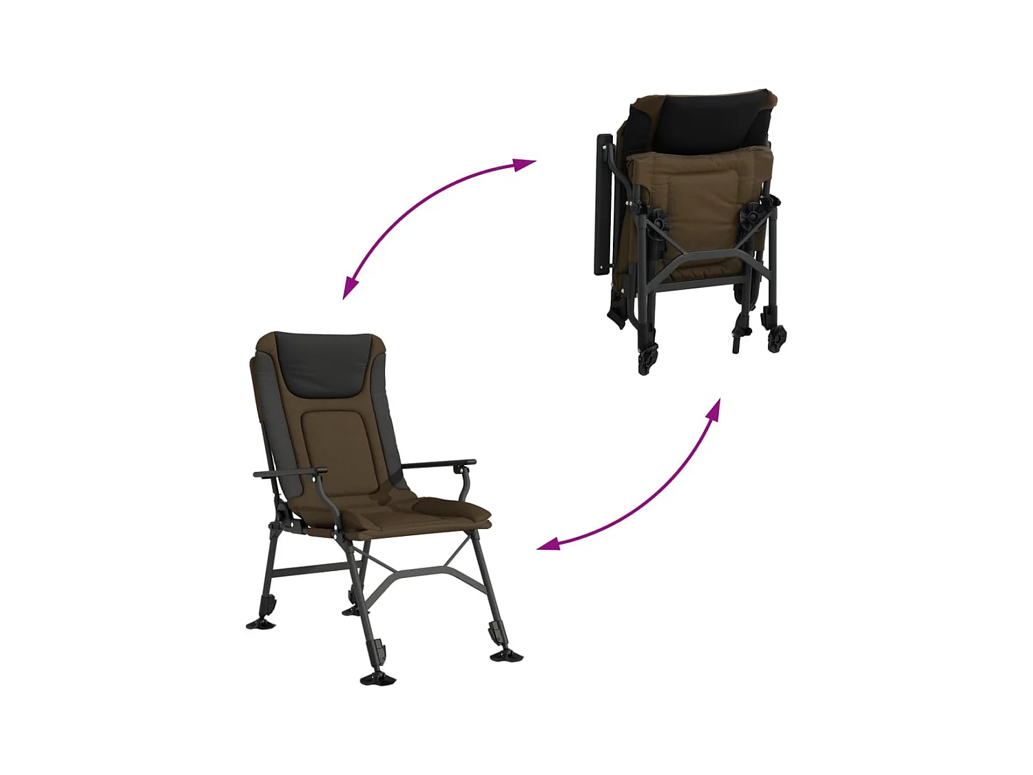 Chaise de pêche avec accoudoir pliable taupe