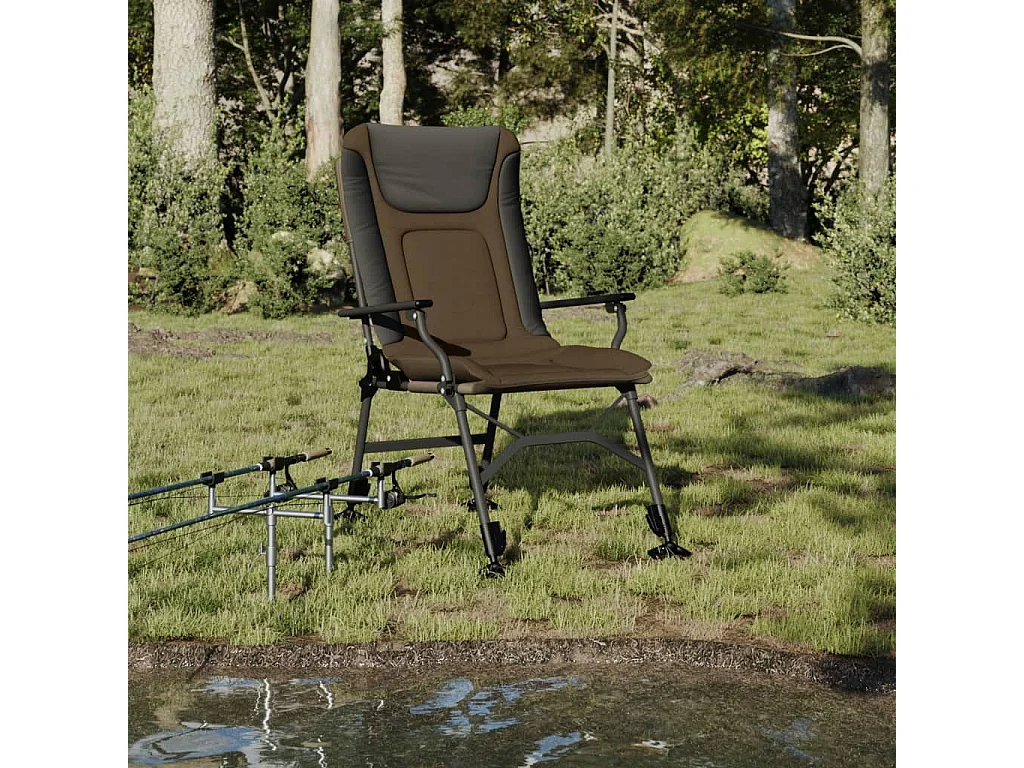 Chaise de pêche avec accoudoir pliable taupe