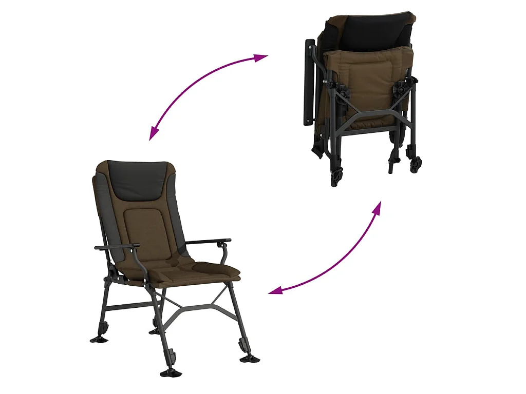Chaise de pêche avec accoudoir pliable taupe