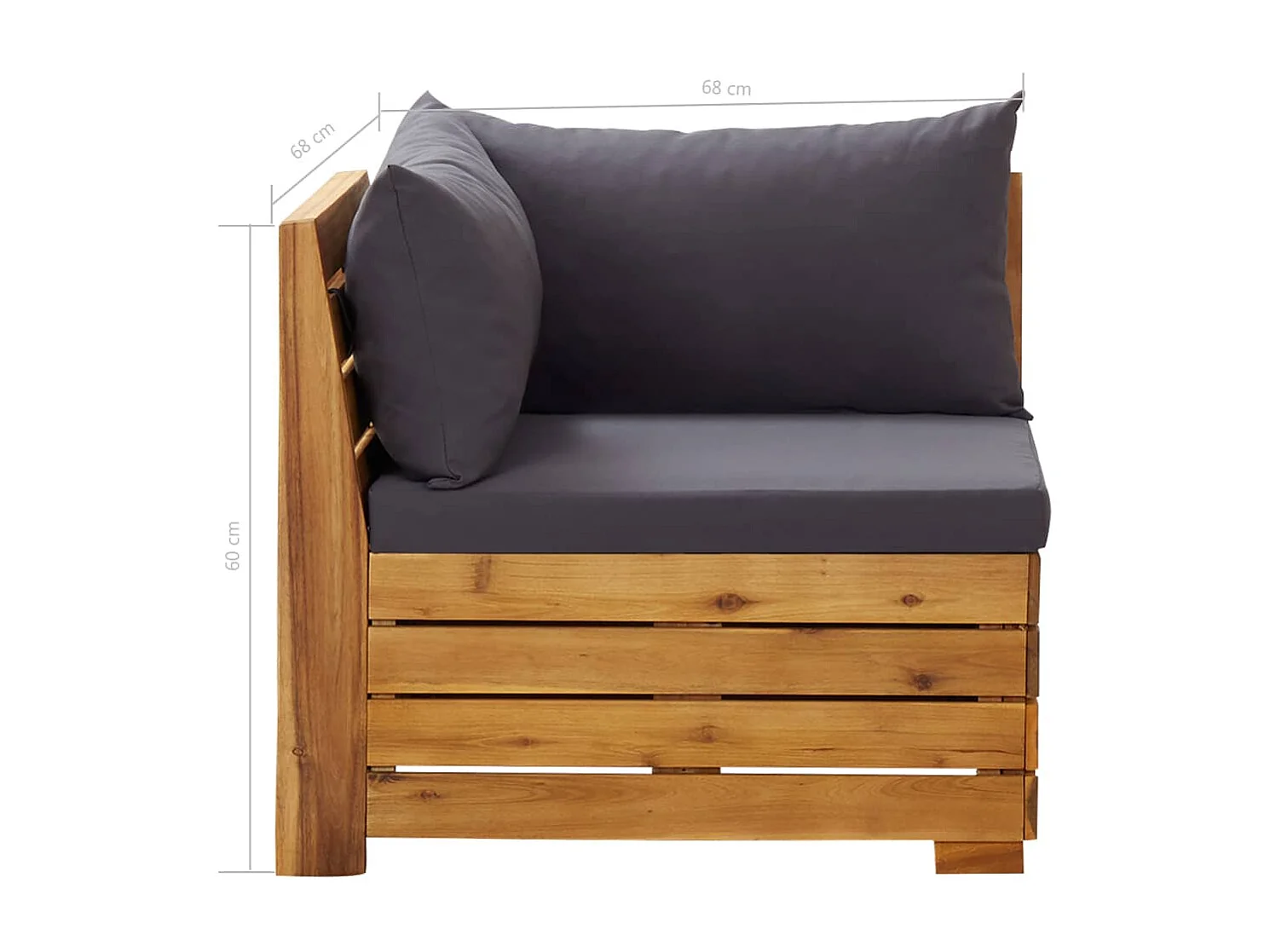 Salon de jardin 8 pcs avec coussins Bois d'acacia Gris foncé