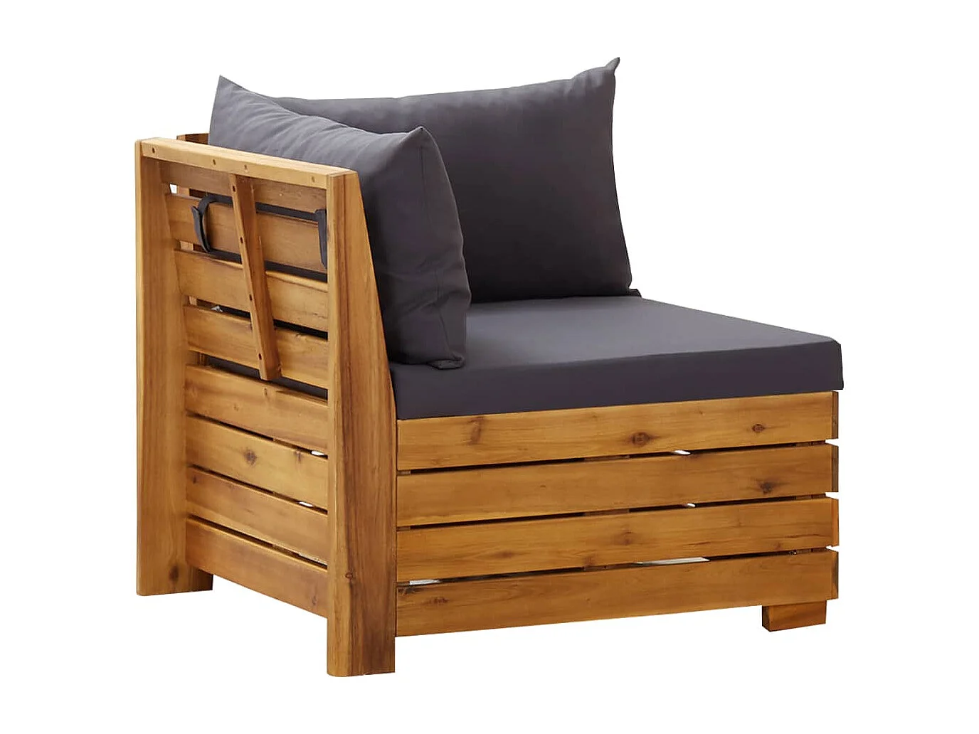 Salon de jardin 8 pcs avec coussins Bois d'acacia Gris foncé