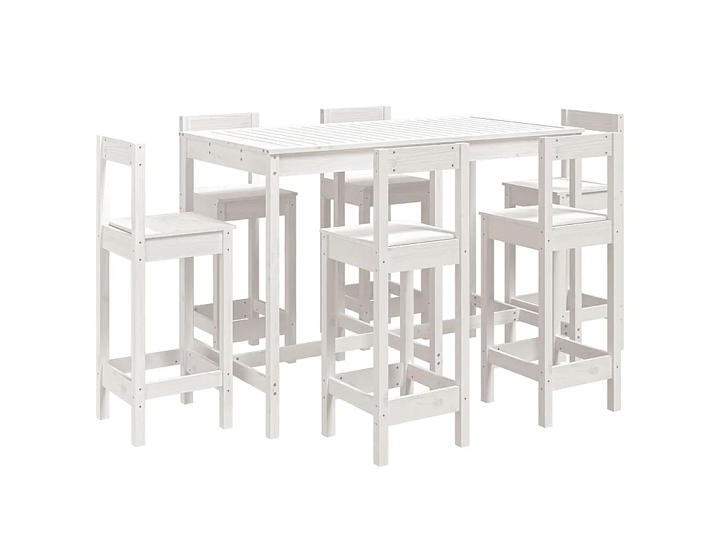 7-delige Barset massief grenenhout wit