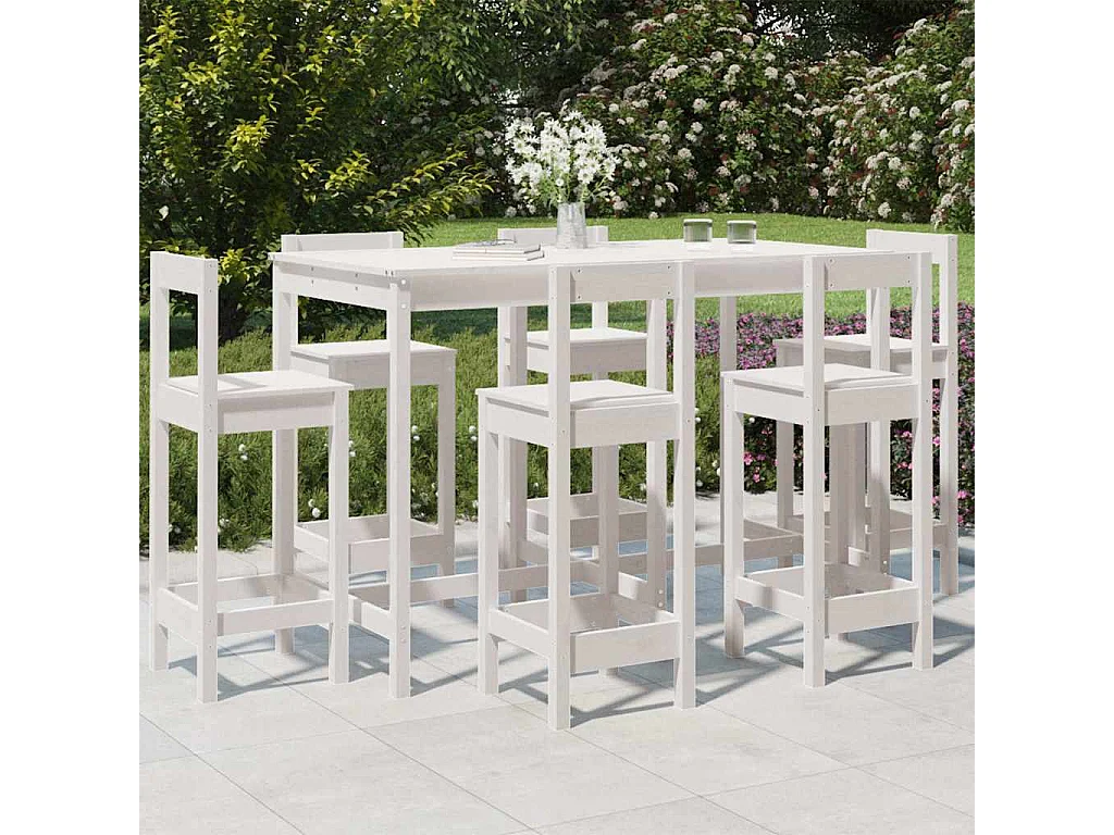 7-delige Barset massief grenenhout wit
