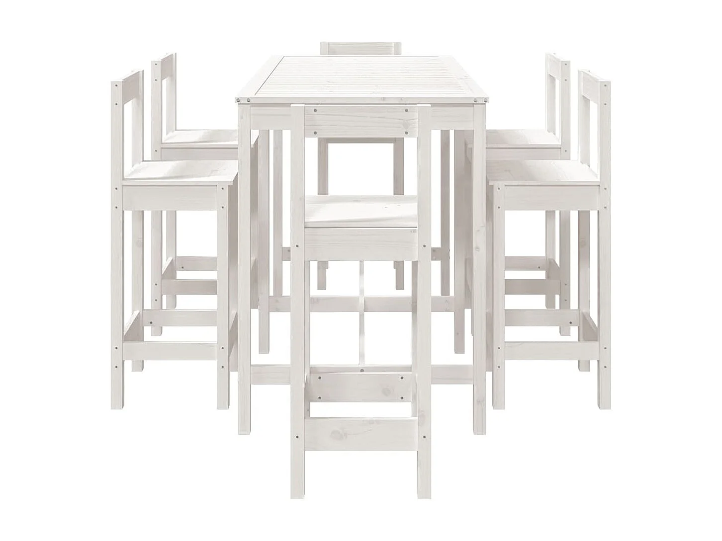 7-delige Barset massief grenenhout wit