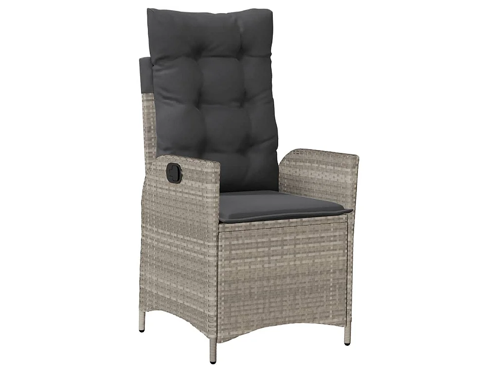 Tuinstoelen 2 st verstelbaar met kussens poly rattan lichtgrijs