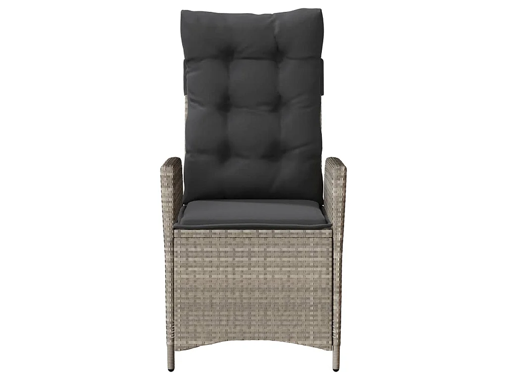 Tuinstoelen 2 st verstelbaar met kussens poly rattan lichtgrijs