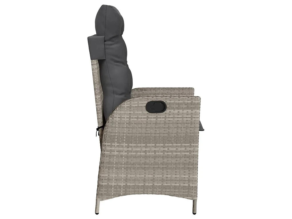 Tuinstoelen 2 st verstelbaar met kussens poly rattan lichtgrijs