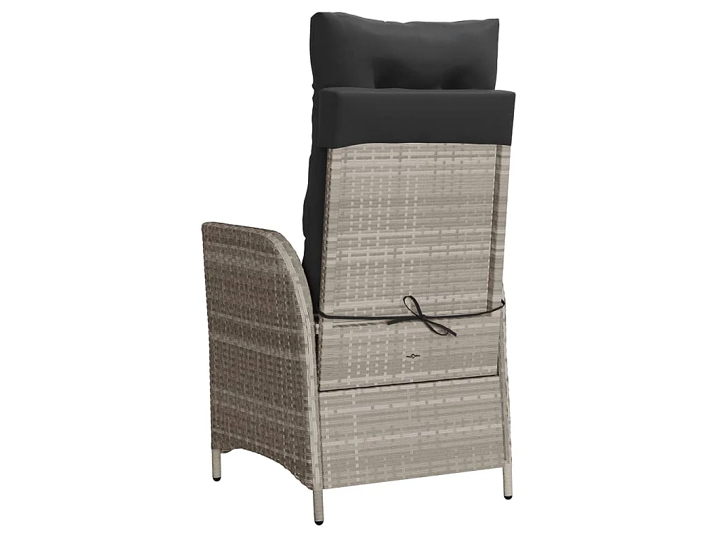 Tuinstoelen 2 st verstelbaar met kussens poly rattan lichtgrijs