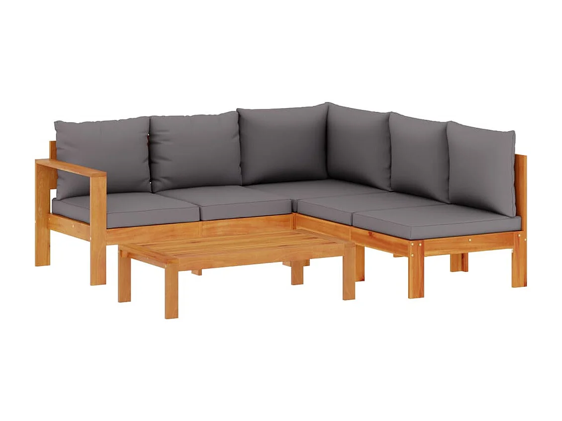 Set Divani da Giardino 4pz con Cuscini Legno Massello di Acacia