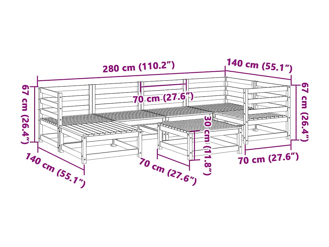 7-delige Loungeset massief douglas vurenhout