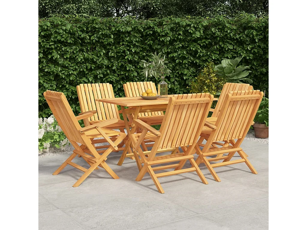 Ensemble à manger de jardin 7 pcs Bois de teck solide