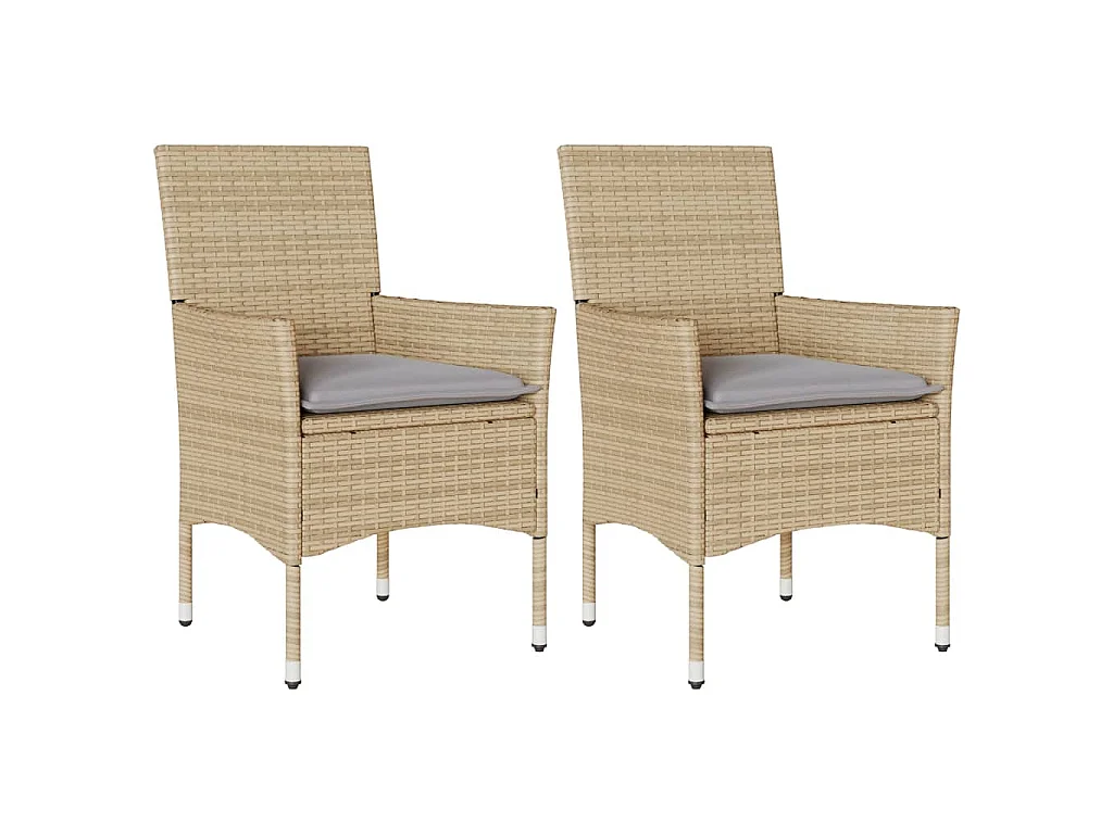 Sillones de jardín con cojines 2 uds ratán sintético beige
