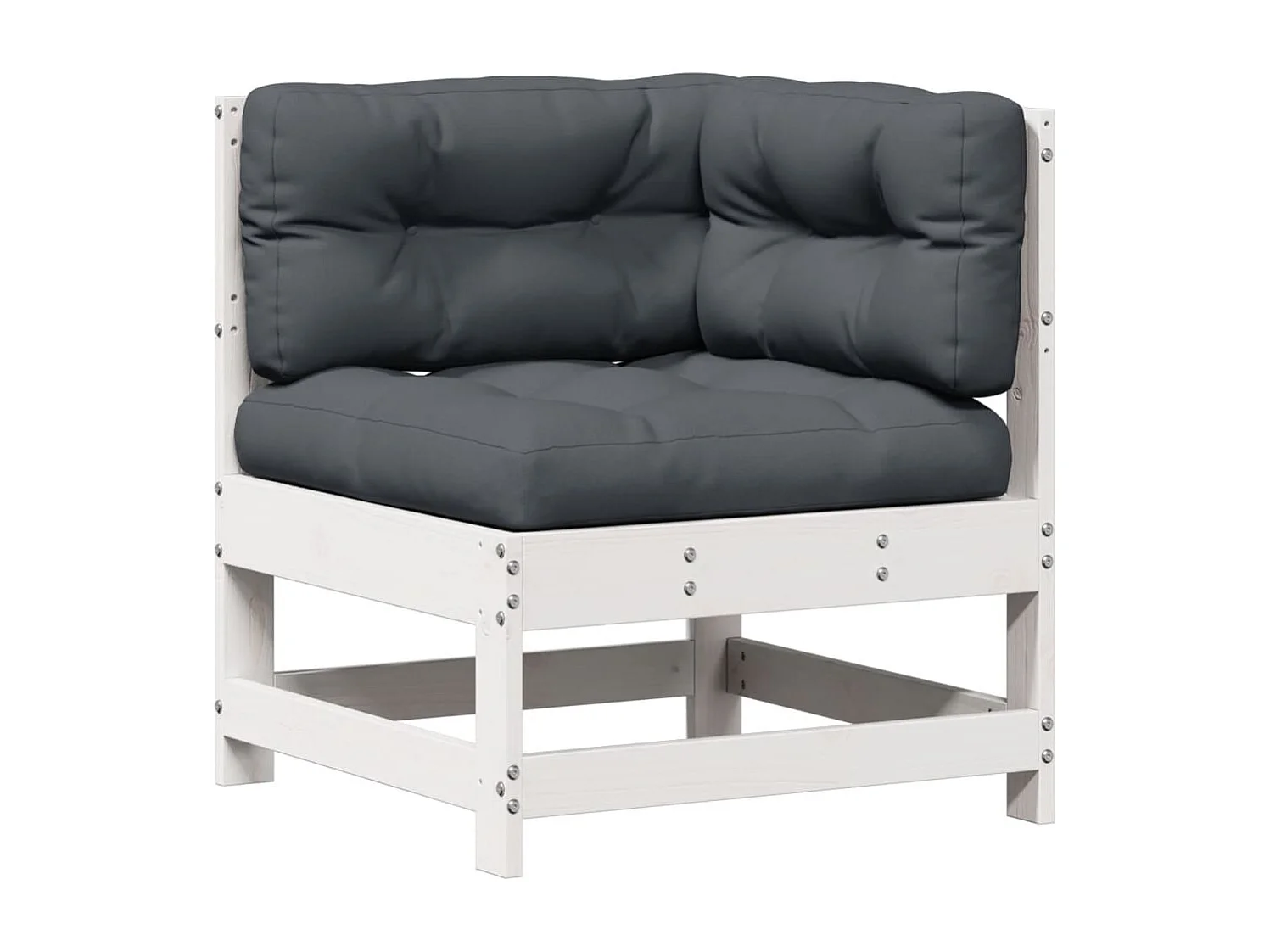 5-tlg. Garten-Lounge-Set mit Kissen Weiß Massivholz Kiefer