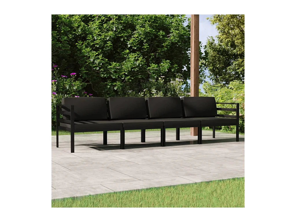 Salon de jardin 4 pcs avec coussins Aluminium Anthracite
