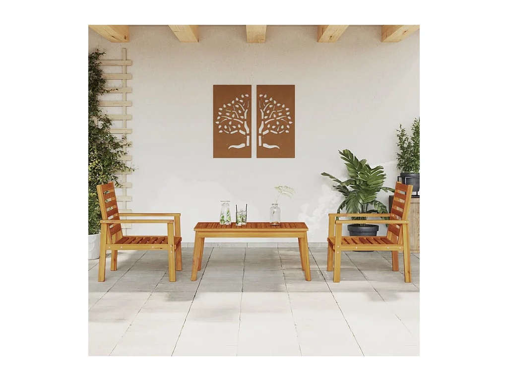 Set da Salotto da Giardino 3 pz in Legno Massello di Acacia