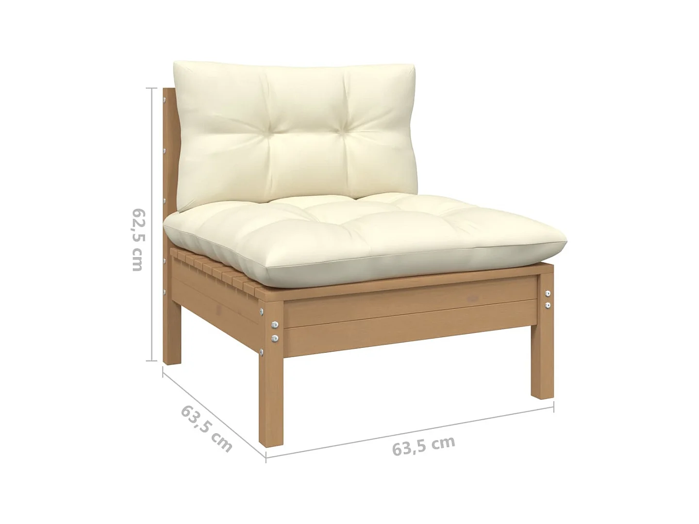 Set Salotto Giardino 4pz con Cuscini Marrone Ambra Legno Pino