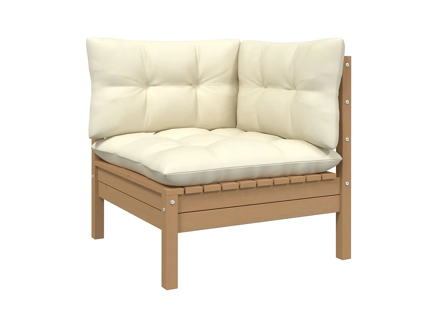 Set Salotto Giardino 4pz con Cuscini Marrone Ambra Legno Pino