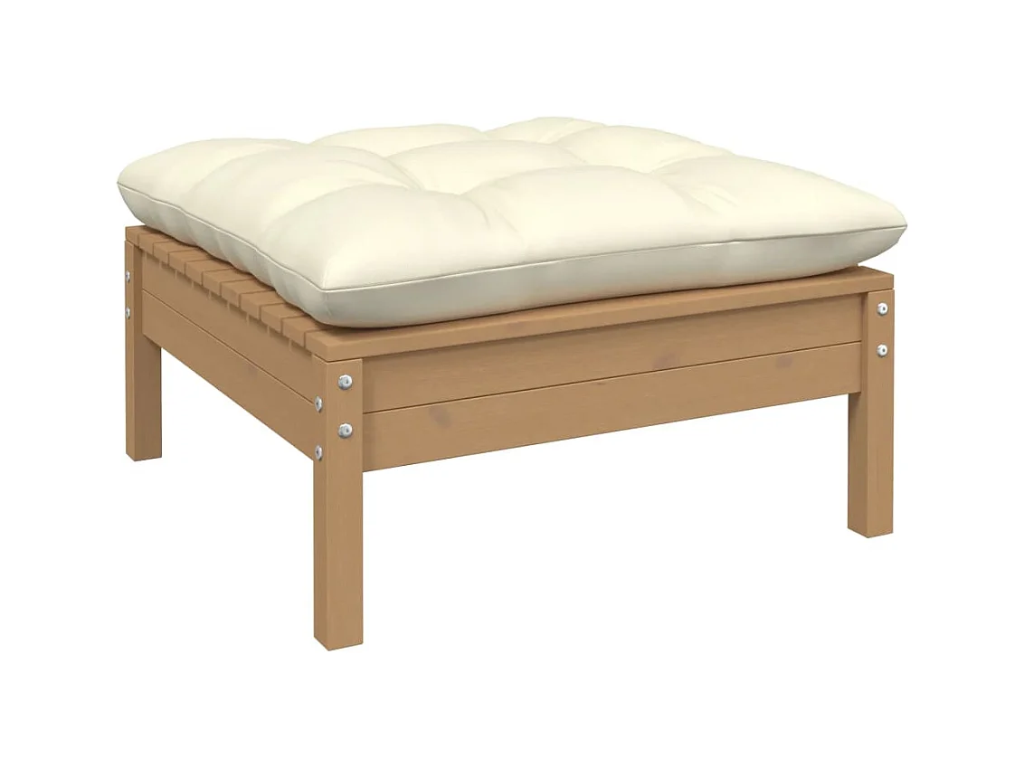 Set Salotto Giardino 4pz con Cuscini Marrone Ambra Legno Pino
