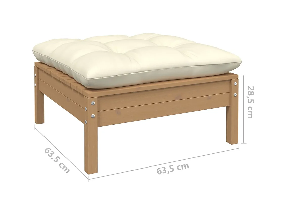 Set Salotto Giardino 4pz con Cuscini Marrone Ambra Legno Pino