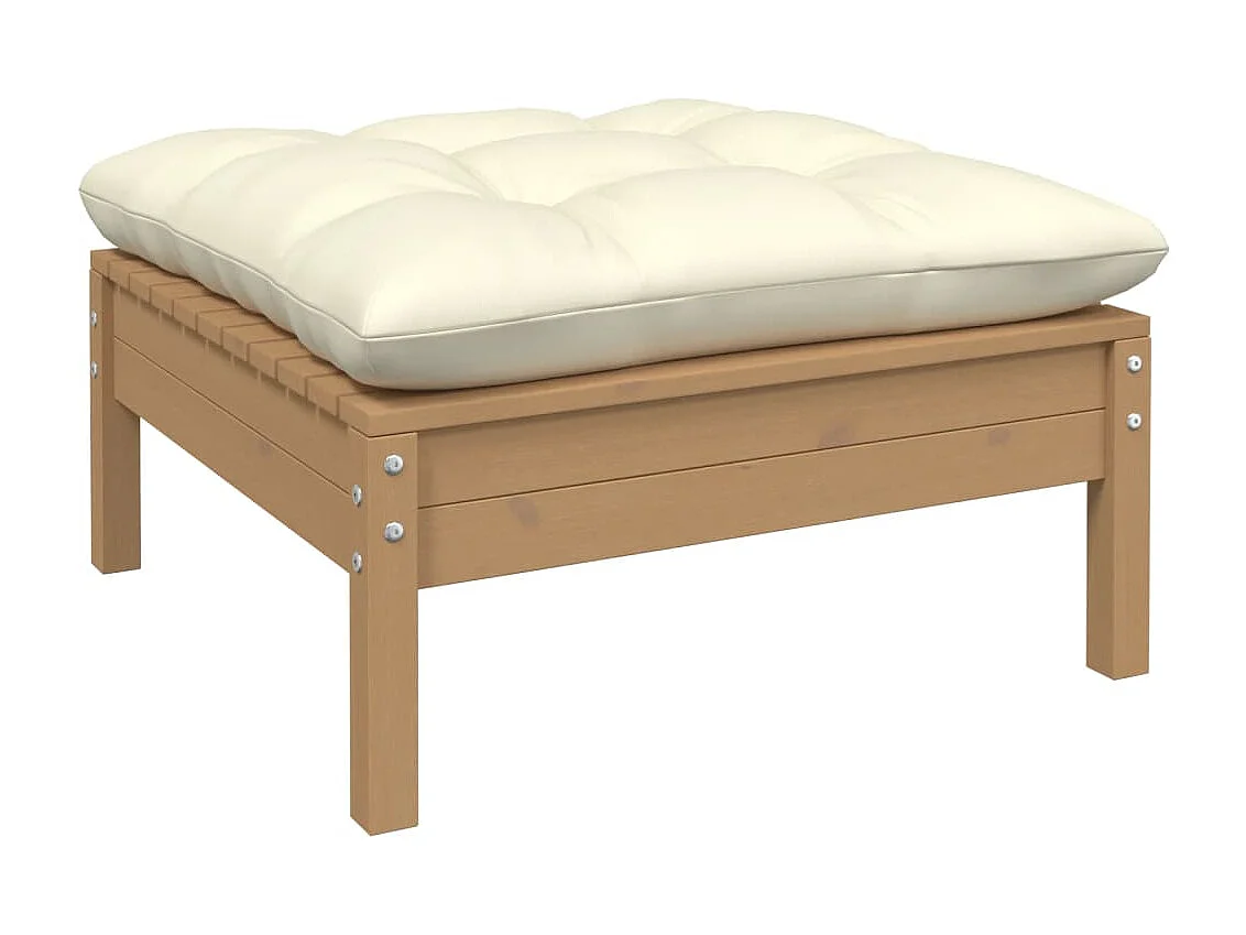 Salon de jardin 4 pcs avec coussins Marron miel Bois de pin