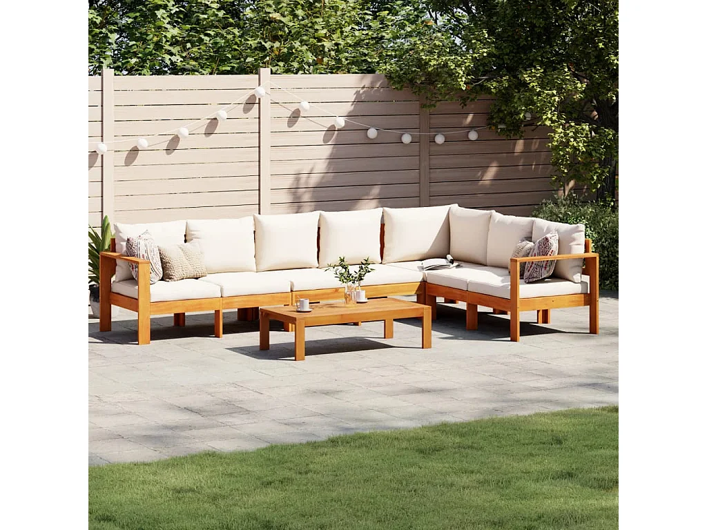 Set Divano da Giardino 5 pz con Cuscini Legno Massello Acacia