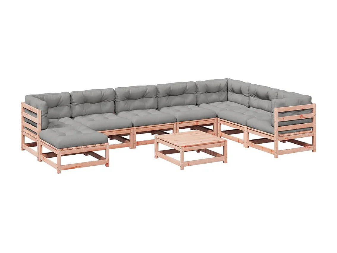 Set Divani Giardino 9 pz Cuscini Legno Massello Abete Douglas