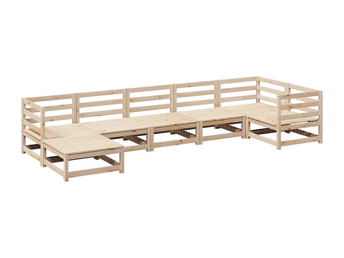 Set Divani da Giardino 7 pz in Legno Massello di Pino