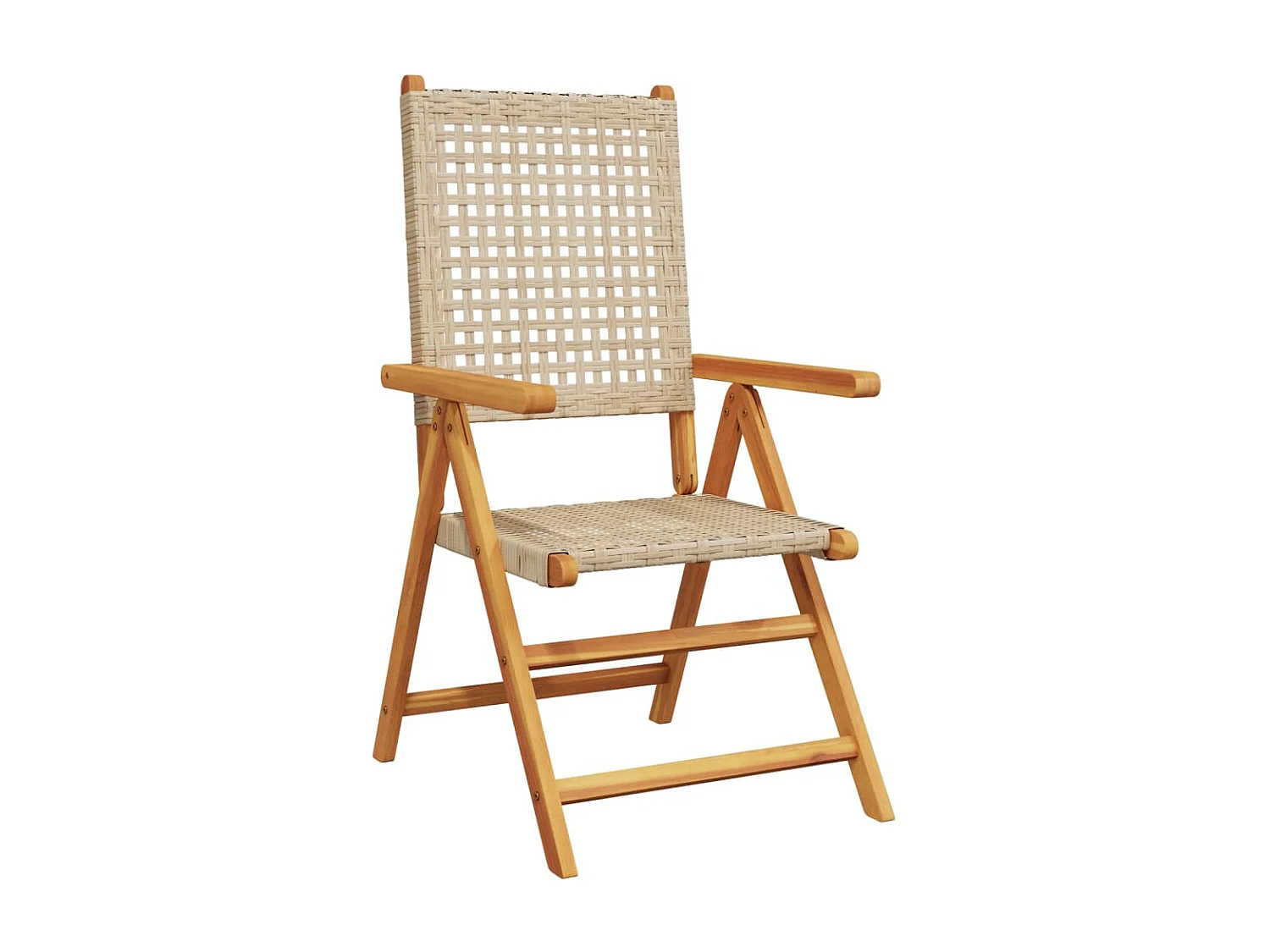 Tuinstoelen 2 st massief acaciahout en poly rattan beige