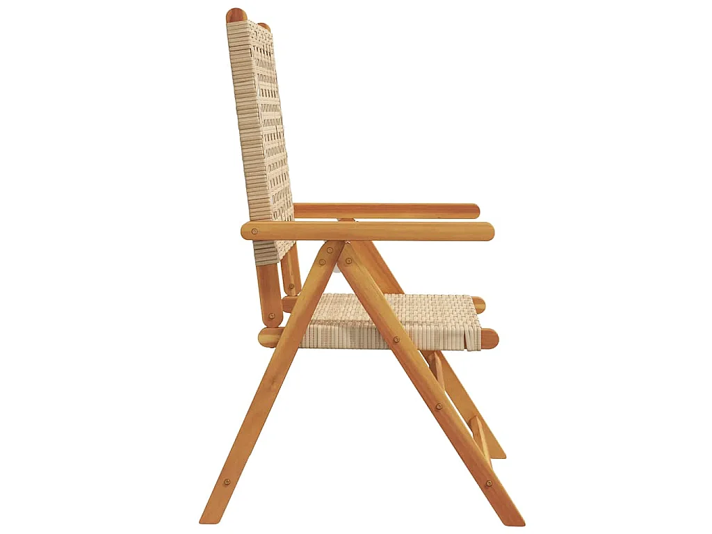Chaises pliantes 2 pièces Beige Bois massif d'acacia et polyrotin