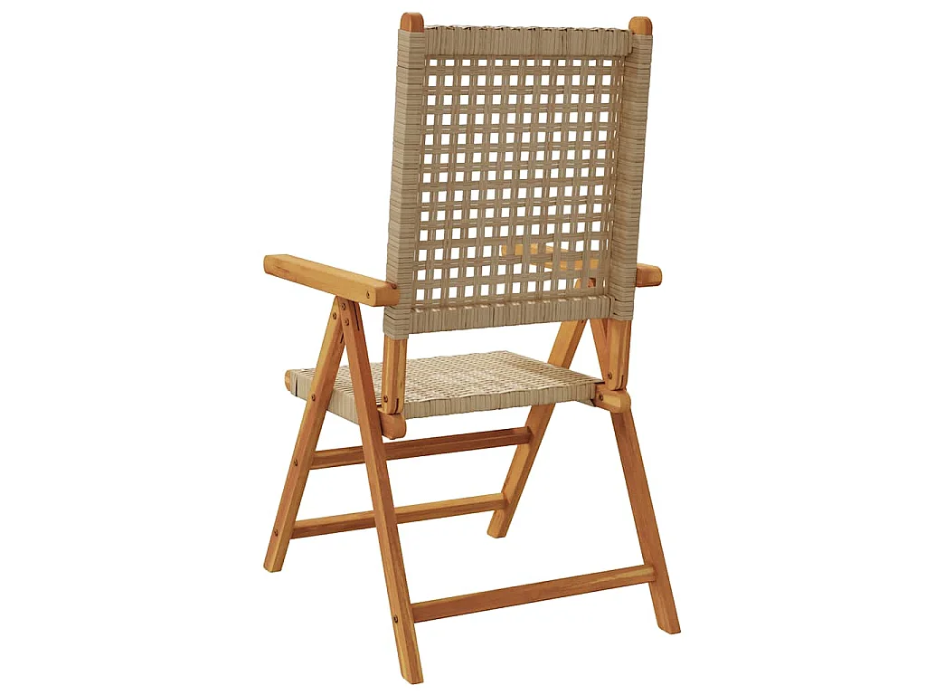 Chaises pliantes 2 pièces Beige Bois massif d'acacia et polyrotin
