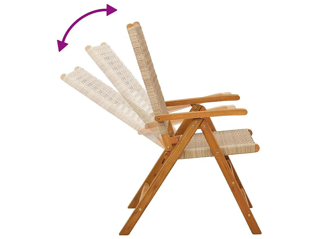 Chaises pliantes 2 pièces Beige Bois massif d'acacia et polyrotin