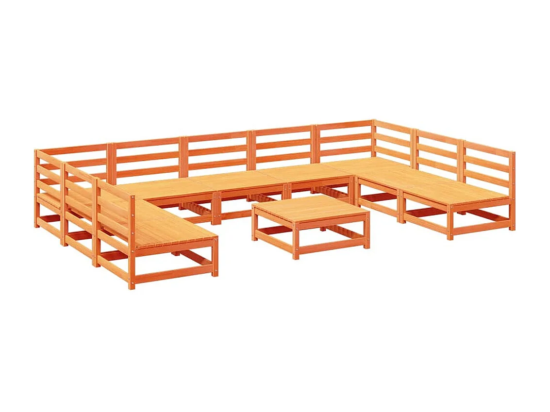 10 pcs conjunto sofás de jardim madeira de pinho castanho mel