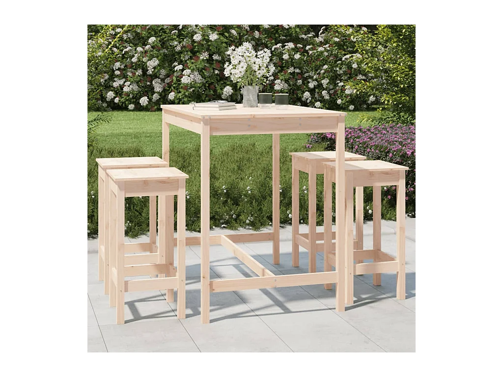 Set Bar da Giardino 5 pz in Legno Massello di Pino