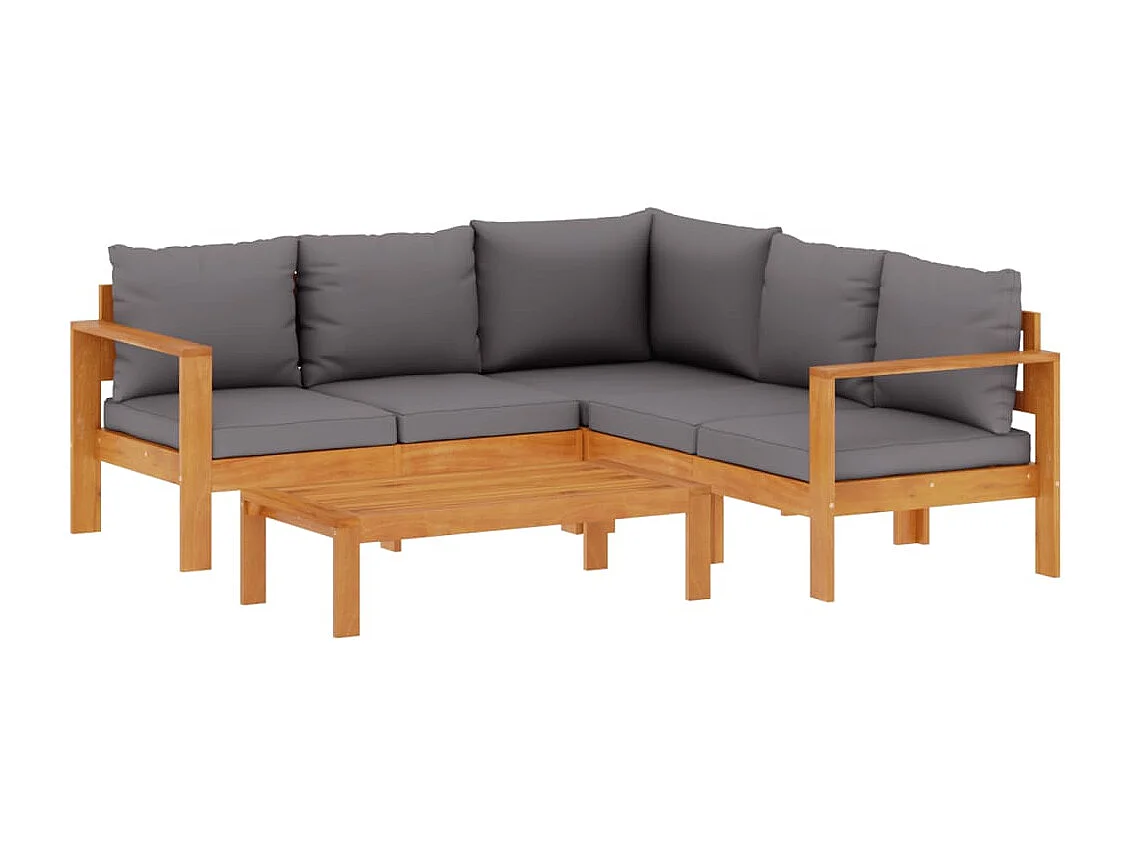 Salon de jardin avec coussins 4 pcs bois d'acacia massif